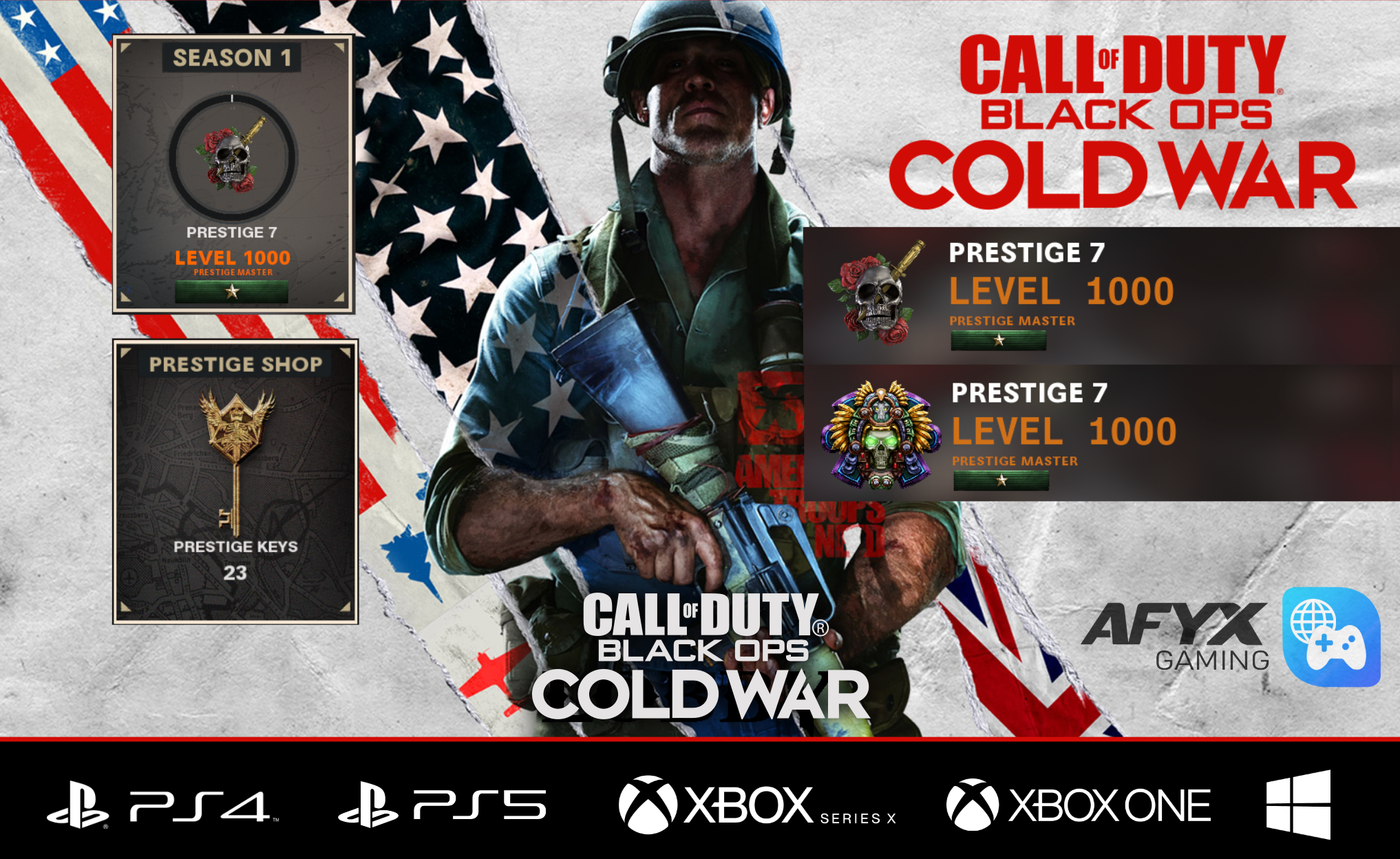 Modern Warfare / Warzone / Cold War / Vanguard Prestige Master + Level 1.000 + Battlepass Level 100 Account